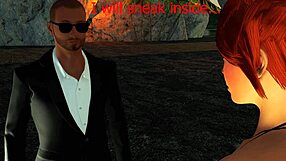 Fucking blowjob on the beach with old dude in James Bond parody!