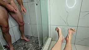 Watch This Sexy Young 18+ Milf Tease Huge Cock with Barefoot Toes Footjob Shower Closeup Homemade Girlfriend Vibes