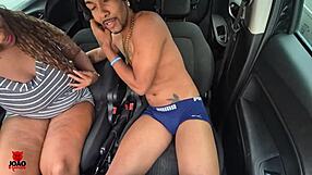 Jujuba Baiana's First Time. Big Cock Pounds Pussy with Creampie on Salvador Street Ride Part 1