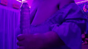 Curvy BBW Worships Monster Black Cock Amid Big Natural Tits in Purple