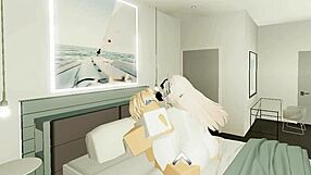 Experienced cowgirl rides hard in average roblox condo setup