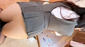 oh the shy latina student's upskirt reveals her wet pussy begging for my cock