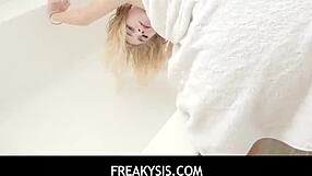Stuck in the bathtub again? Cute blonde stepsis needs stepbro's cock to get out!