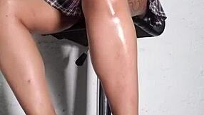 spycam catches horny latina milf's shaved pussy flashing no panties upskirt