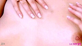 The enchanting brunette strips on sofa during casting interview revealing her petite sexy body for daddy