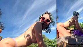 Skinny babe with big tits takes big cock creampie on public beach with boyfriend