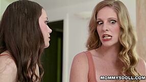 stepmom annie king strapon fucks selena love's first hairy penetration