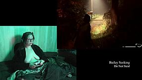 Naked BBW Brunette with Big Natural Tits Plays Alan Wake 2 Part 11 Glasses On