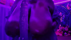 Curvy BBW Worships Monster Black Cock Amid Big Natural Tits in Purple
