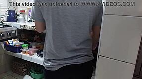 caught my dirty stepmom teasing in kitchen while hubby sleeps, had to fuck her fat ass