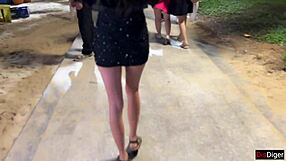 club brunette bends over for pov creampie doggystyle in stockings heels after party