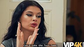 hey that sexy brunette hears the whistle and drops to suck old daddy's cock right there