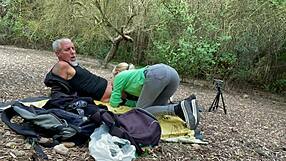 stepbro blowjob on mountain trail ends in hot cum gulp 😍