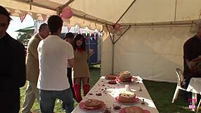 Smoking Blondes Ride Cocks Deep in Massive Outdoor Orgy