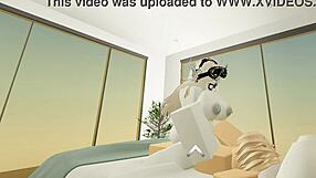 Experienced cowgirl rides hard in average roblox condo setup