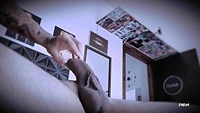 Asian massage babe jerks huge cock to massive cumshots