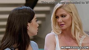 chloe surreal devours stepmom serene siren's saggy tits in epic lesbian tribbing
