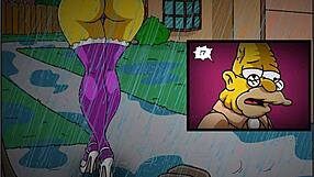 marge simpson rides grandpa in doggystyle cowgirl anal creampie storm warning fuck