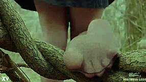 goddess wanders spring forest spreading legs teasing nylon pantyhose feet