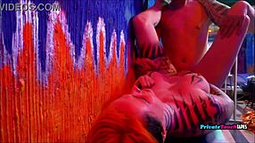 Skinny Russian couple's bedroom cam catches rough anal with big tits bouncing wildly