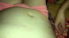 cumming all over his fat princess belly and cock