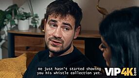 hey that sexy brunette hears the whistle and drops to suck old daddy's cock right there