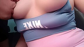 i gave a sexy student a ride and sucked her big tits in the car