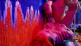 Skinny Russian couple's bedroom cam catches rough anal with big tits bouncing wildly