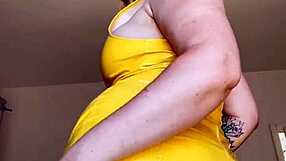 Chubby beauty teases with her big curves ass belly and hairy pussy spread wide