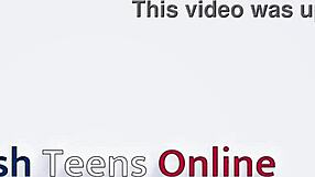 British teen gets first spitroast deepthroat cumshot facial from neighbors!