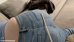 Ouch! Caned Hard in Tight Jeans by Daddy Before Rough Pounding!