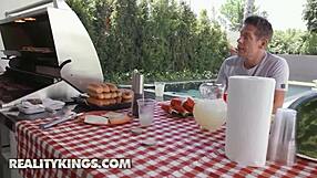 HAILEY ROSE TASTES MICK'S HUGE SAUSAGE OUTDOORS!! THEN FUCKS INDOORS