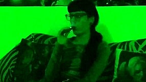 beth kinky goth domina lights up a cigarette in green light hd pt1