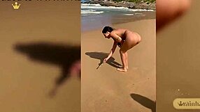 rainha hotwife tests liquid gel vibrator nude on nudist beach 😏🏖️🔥