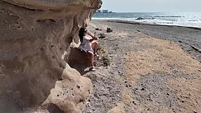 whoa, hear this sexy wife scream in real doggy orgasm creampie on beach?