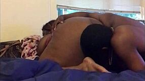 Man, eating her wet shaved pussy from behind till she cums hard