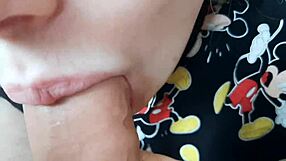 whoa miki mouse blonde gives feet blowjob tease!