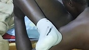 Will This Mature African Black Man's Tongue Conquer Her Dripping Hairy Pussy in Full Red Clip?