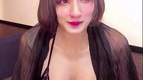 watching this sexy cat-ear ladyboy stroke live