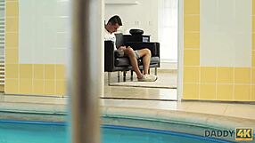 hey, victoria daniels loves swimming in that huge pool while sucking daddy's mature cock.