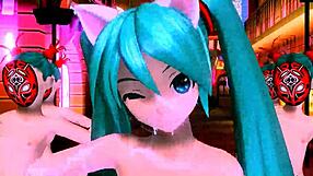 whoa hatsune miku and megurine luka shake big asses in world end dancehall