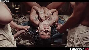 sex-crazed shemales trap girl for futanari bukkake anal threesome creampie