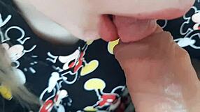 whoa miki mouse blonde gives feet blowjob tease!