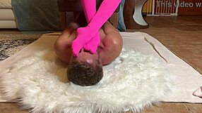 pink pantyhose on this asian slave feels so humiliating while bound for foot domination