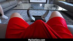 I can't resist teasing my boyfriend's dad with my body before fixing his massive bulge