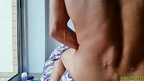 halloween freak! mysterious dude pounds fleshlight at window with ass finger action