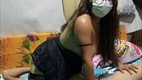 stepsis climbs on my chest drops panties sucks my dick i lick her pussy to intense orgasms