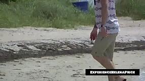 Nikki Brooks teases voyeurs in sheer thong on Cuban beach