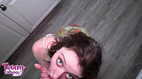 Babysitter Sunny Daze's Wet Pussy Filled Deep by Boss in Kitchen Creampie