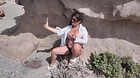 whoa, hear this sexy wife scream in real doggy orgasm creampie on beach?